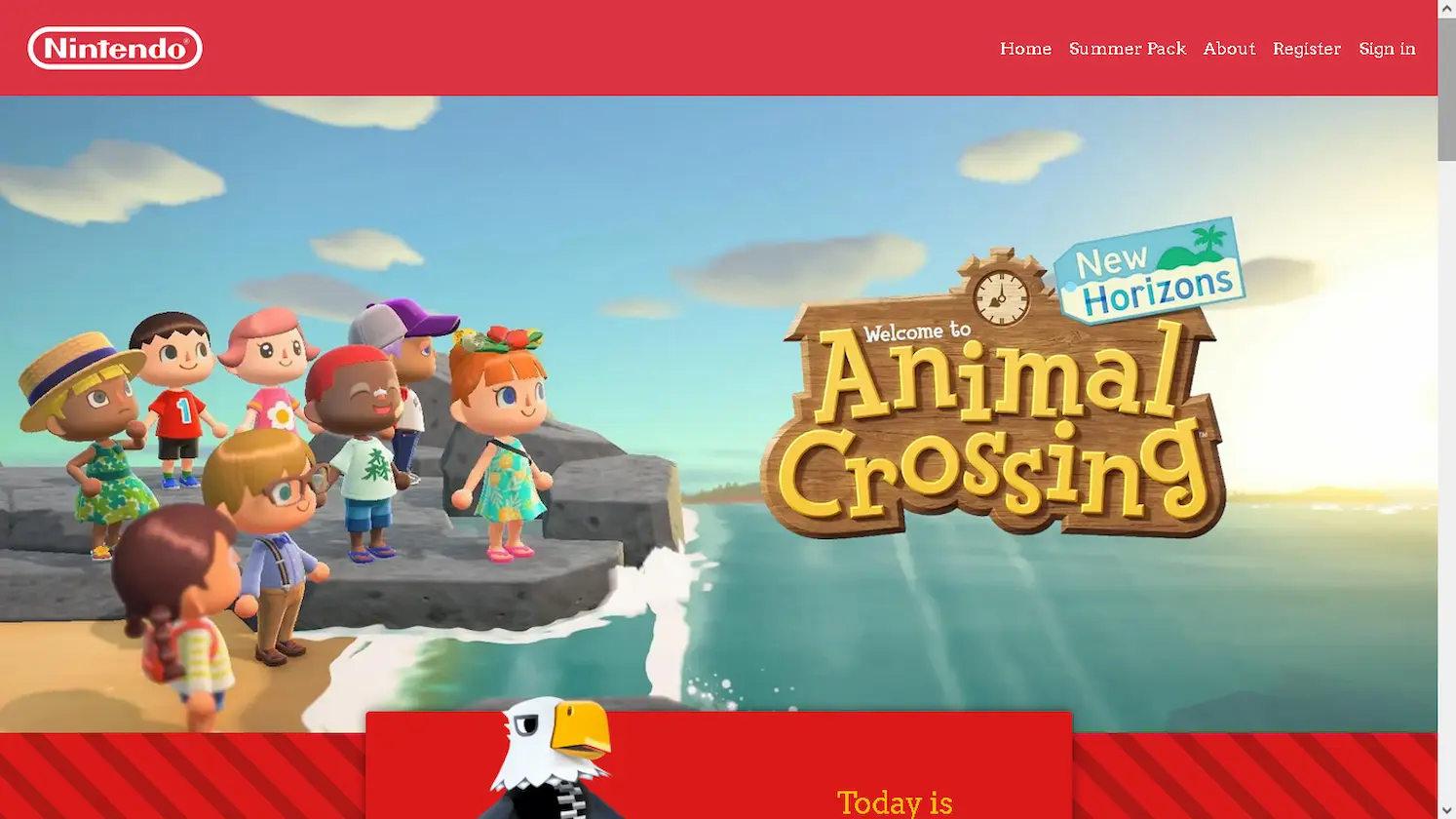 Nintendo Animal Crossing clone landing page